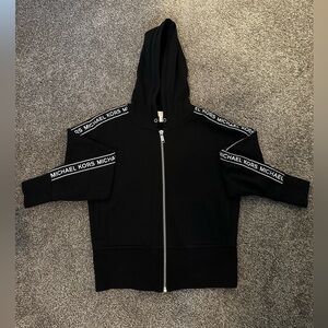 Michael Kors Logo Tape Black Zip-Up Hoodie